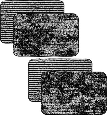 KUBER INDUSTRIES Microfiber Door Mat(Black, Medium, Pack of 4)