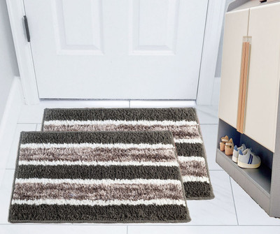 ADIRNY Microfiber Door Mat(Grey, Pack of 2, Medium)