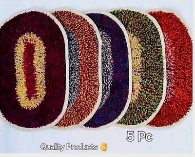 BSK Cotton Door Mat(Multicolor, Pack of 5, Free)