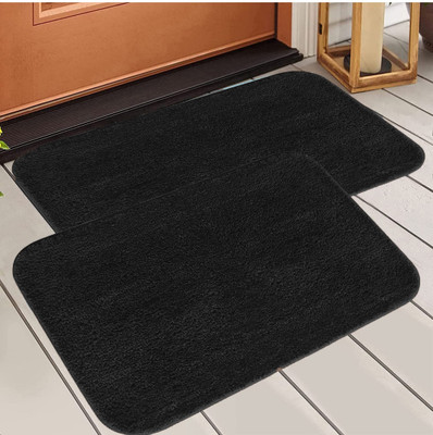 BROTEES Microfiber Door Mat(Black, Pack of 2, Large)