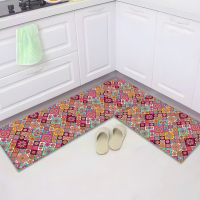 UMAI Polyester Bathroom Mat(Multicolor, Medium, Pack of 2)