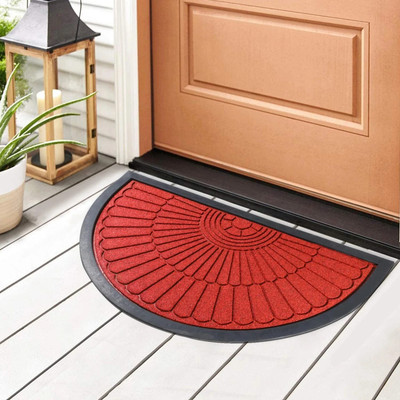Shoppingzone PP (Polypropylene), Rubber Door Mat(Flower-Red-D, Extra Large)