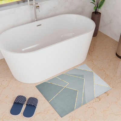 KUBER INDUSTRIES Polyester Bathroom Mat(Gray, Medium)