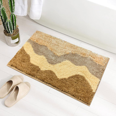F i Microfiber Door Mat(Yellow, Small)