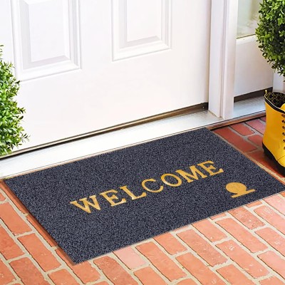 FOOTPRINT PVC (Polyvinyl Chloride), Rubber Door Mat(WHITE/BLACK ONLY WELCOME 45x75 cm, HOME, OFFICE, ONLY WELCOME DOOR MAT, Free)