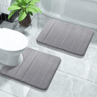 Wonder Work Microfiber Bathroom Mat(Multicolor, Medium, Pack of 2)