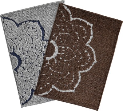 Saral Home PP (Polypropylene) Door Mat(Grey, Brown, Medium, Pack of 2)