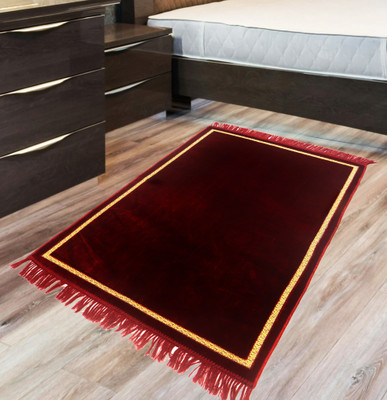 ADIRNY Velvet Prayer Mat(Maroon, Large)
