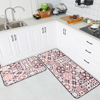 KUBER INDUSTRIES Polyester Floor Mat(Brown, Free, Pack of 2)