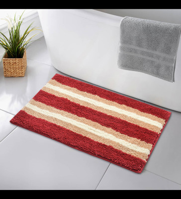 THREADWEAVE Microfiber Door Mat(Red, Medium)