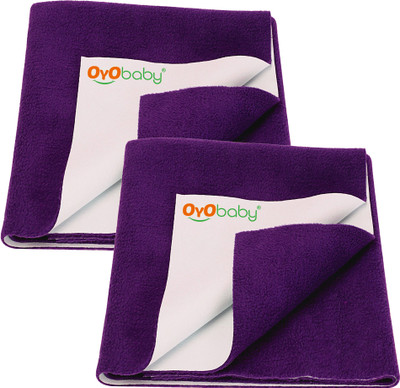 Oyo Baby Cotton Baby Bed Protecting Mat(Plum, Pack of 2, Large)