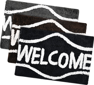 KUBER INDUSTRIES Microfiber Door Mat(Black, Brown, Grey, Medium, Pack of 3)