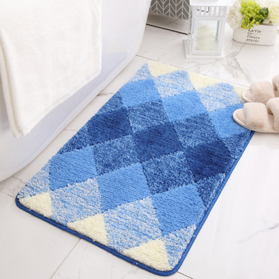 KUBER INDUSTRIES Polyester Bathroom Mat(Blue, Medium)