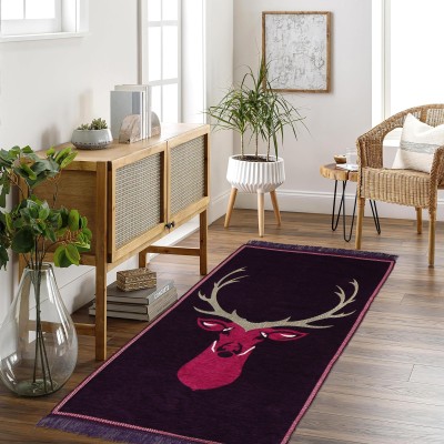 Furnishing Hut Velvet Floor Mat(Purple, Large)