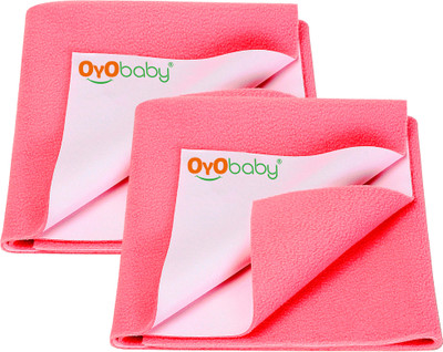 Oyo Baby Cotton Baby Bed Protecting Mat(Salmon Rose, Pack of 2, Small)