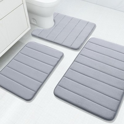 NTBAY PVC (Polyvinyl Chloride) Floor Mat(Grey, Medium, Pack of 3)