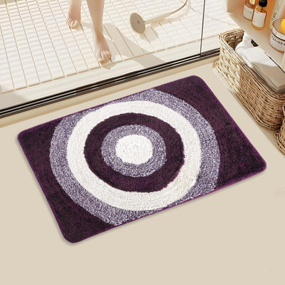 KUBER INDUSTRIES Microfiber Floor Mat(Violet, Cream, Medium)