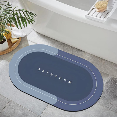 Krd Silicone Bathroom Mat(Blue, Medium)