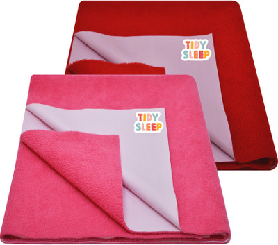 TIDY SLEEP Cotton, Fleece Baby Bed Protecting Mat(Pink, Red, Pack of 2, Medium)