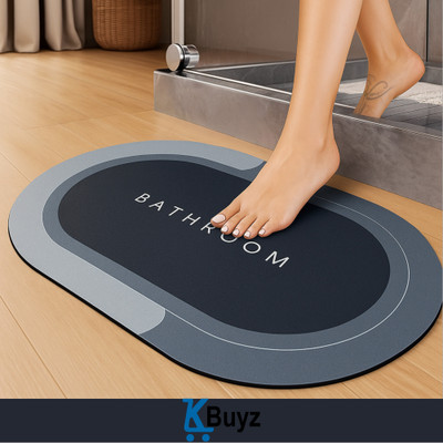 K Buyz Velvet, Rubber Bathroom Mat(Blue, Medium)