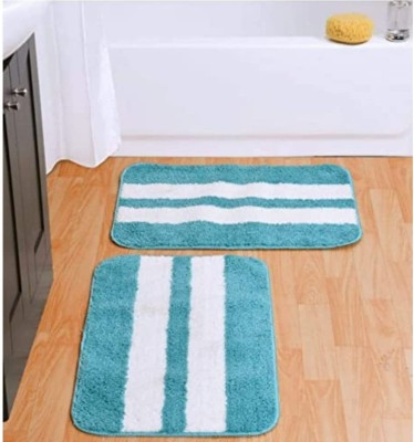 MINGET Microfiber Door Mat(AquaWhite, Large, Pack of 2)