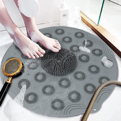 DITCAFOS Silicone Bathroom Mat(Grey, Free)