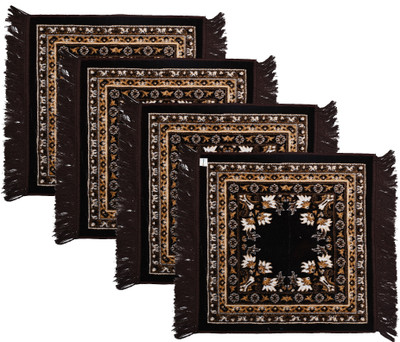 HOMESTIC by Kuber Industries Velvet Prayer Mat(Light Brown, Medium, Pack of 4)