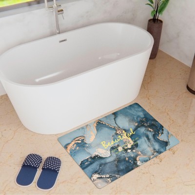 KUBER INDUSTRIES Polyester, Rubber Bathroom Mat(Blue, Medium)