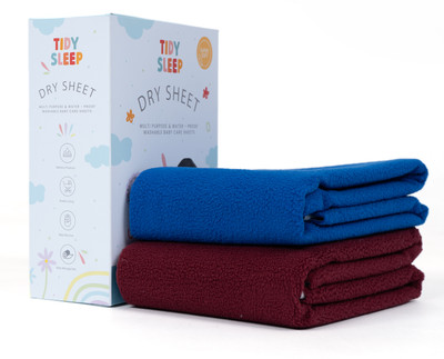 TIDY SLEEP Fleece Baby Bed Protecting Mat(Maroon-Royal Blue, Small, Pack of 2)