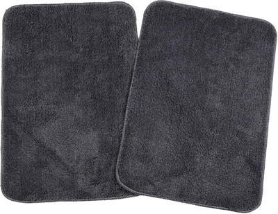 MAA HOME CONCEPT Microfiber Bathroom Mat(Grey, Medium, Pack of 2)