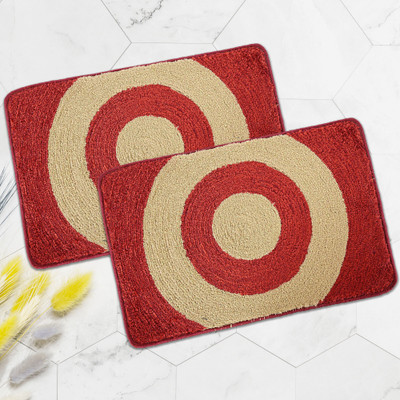 KUBER INDUSTRIES Microfiber Door Mat(Red, Medium, Pack of 2)