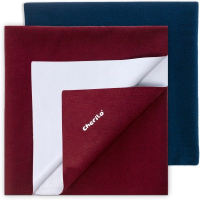 Cherilo Cotton Baby Bed Protecting Mat(Maroon & Navy Blue, Medium, Pack of 2)