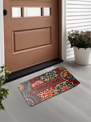 Fabinaliv Polyester Door Mat(Red, Medium)