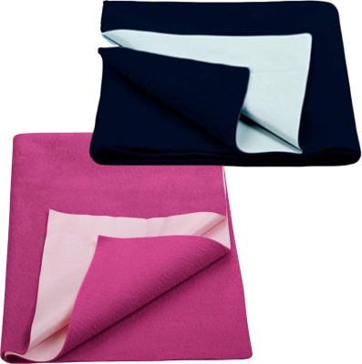 Radiant Fashion World Fleece Baby Bed Protecting Mat(Magenta, Navy Blue1, Small, Pack of 2)