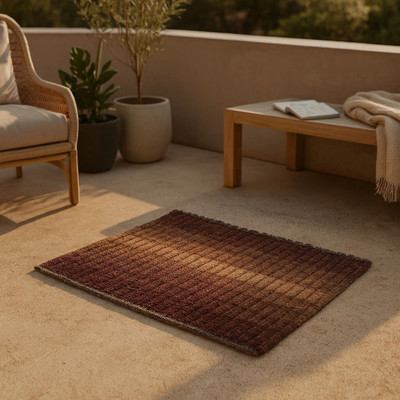 ELEGANT WEAVERS Microfiber Door & Floor Mat(Caramel brown, Medium)