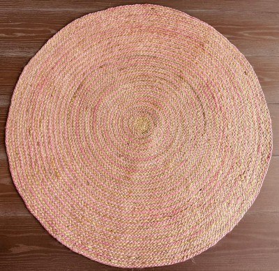 Stop To Shop Pink, Beige Jute Carpet(4 ft,  X 4 ft, Circle)