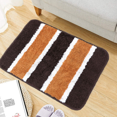 The Home Talk Microfiber Bathroom Mat(Brown & Gold, Medium, Pack of 2)