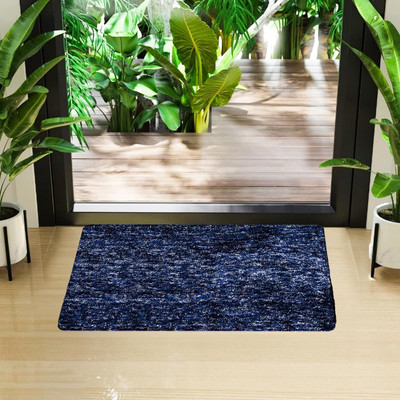 KUBER INDUSTRIES Microfiber Door Mat(Blue, Large)