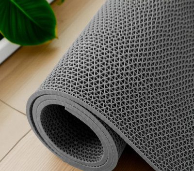 Hashwin PVC (Polyvinyl Chloride) Bathroom Mat(Grey, Small)