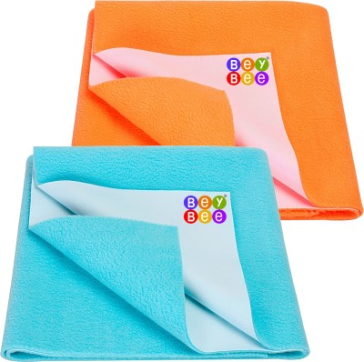 BeyBee Cotton Baby Bed Protecting Mat(Sea Blue, Peach, Medium, Pack of 2)