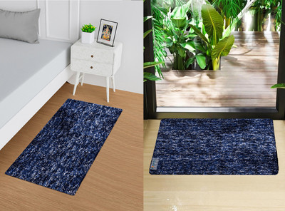 HOMESTIC by Kuber Industries Microfiber Door Mat(Blue, Extra Large, Pack of 2)