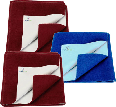 MummCare Cotton Baby Bed Protecting Mat(Maroon, Maroon, Blue, Small, Pack of 3)