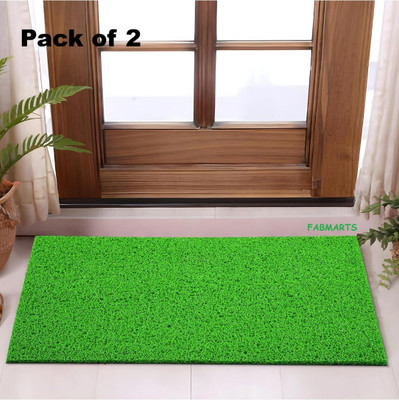 FABMARTS PVC (Polyvinyl Chloride) Door Mat(Parrat Green, Pack of 2, Medium)