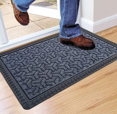 Waco creation Rubber Door Mat(Tip top Grey, Large)