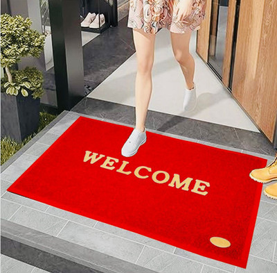 Aksh Creation PP (Polypropylene), Rubber Door Mat(Red, Medium)