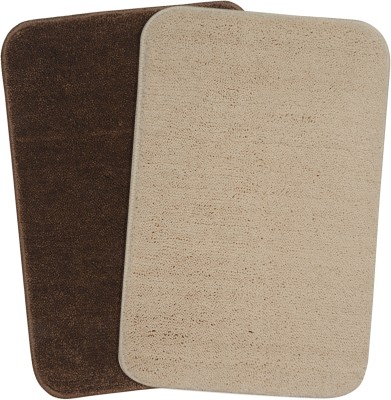 Saral Home Microfiber Bathroom Mat(Multicolor, Small, Pack of 2)