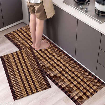 ROUSN Cotton Floor Mat(Brown, Large, Pack of 2)