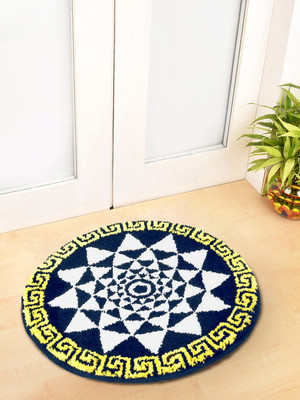 Fabinaliv Polycotton Door Mat(Navy Blue, Medium)