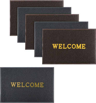 KUBER INDUSTRIES Rubber Door Mat(Brown, Grey, Large, Pack of 6)