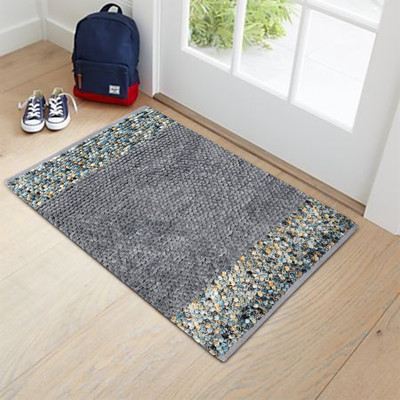 LADLI JEE Silk Floor Mat(GREY & MULTICOLOUR, Medium)